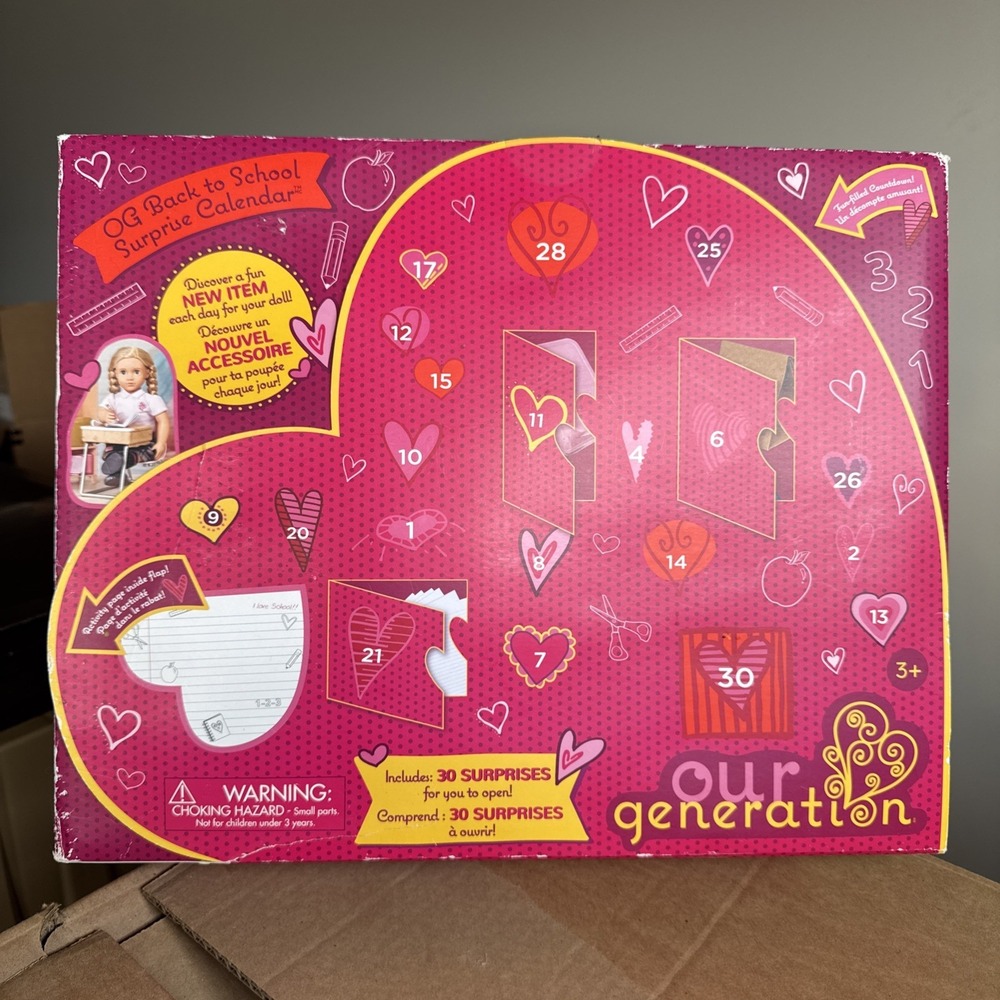 2021 OUR GENERATION BACK TO SCHOOL Surprise COUNT DOWN DOLL ACCESSORIES PLAY Set